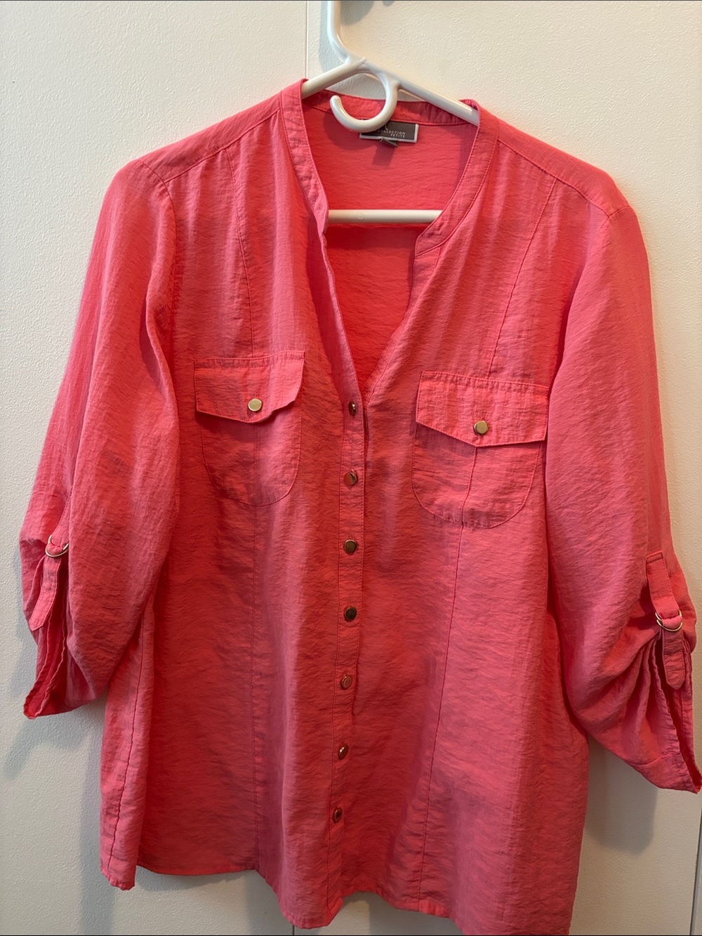 JM Collection Coral Button-Front Tunic Blouse